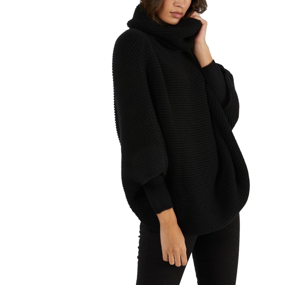 100% Cashmere Poncho - The Carla in Black, by Barna Cashmere - Picture 1 of 3